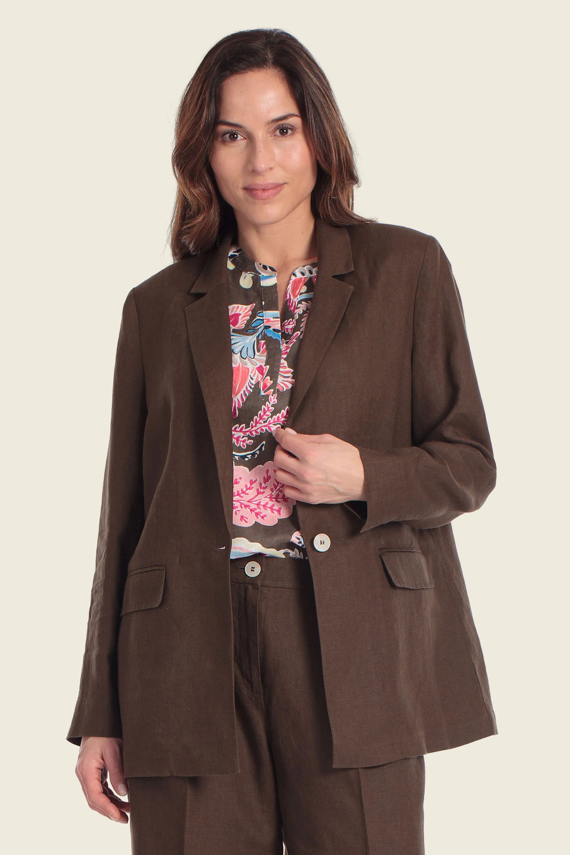 Gerry Weber Brown Chestnut 0 100% Linen Brown Blazer SKU: N60166_357 Image 01