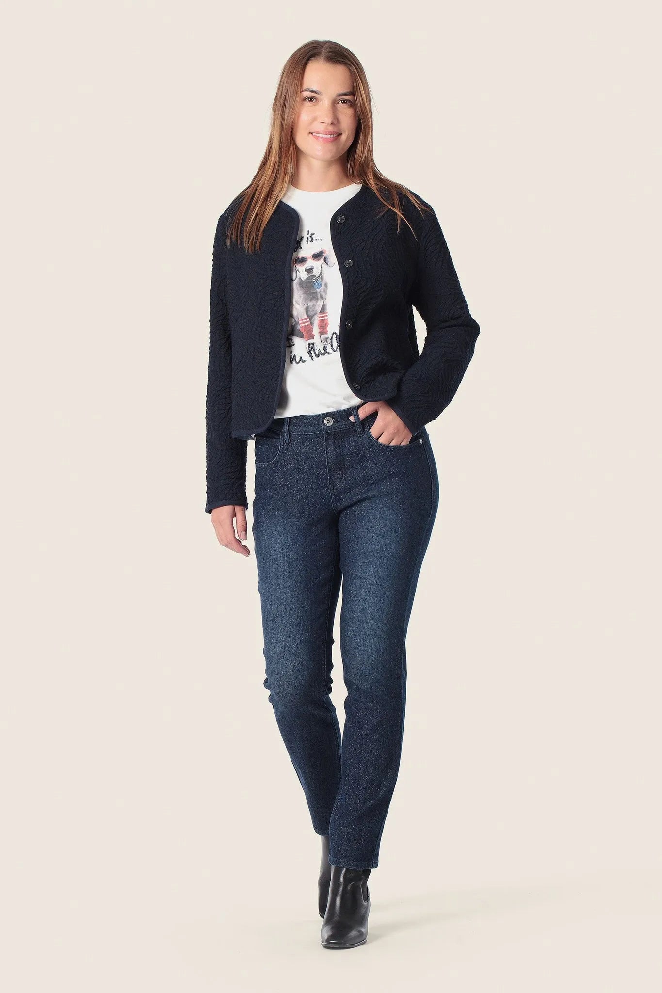 Gerry Weber Blue Navy Women Printed Jacket SKU: N60276_104 Image 03