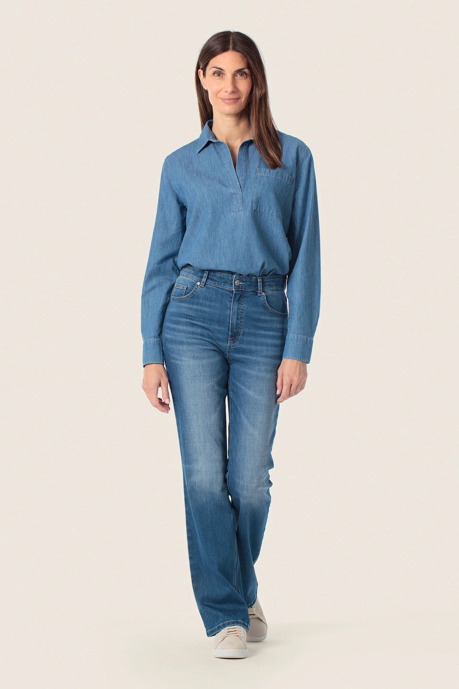 Gerry Weber Blue MŽdium Denim 0 Denim Long Sleeve Shirt SKU: N60457_396 Image 03