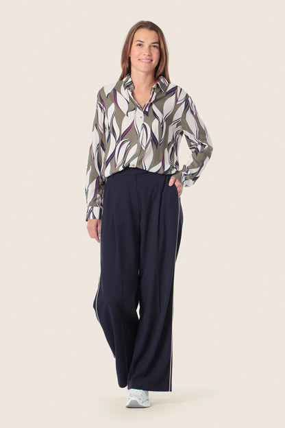 Gerry Weber Green Dark Khaki 0 Long Sleeve Printed Blouse SKU: N60467_316 Image 03