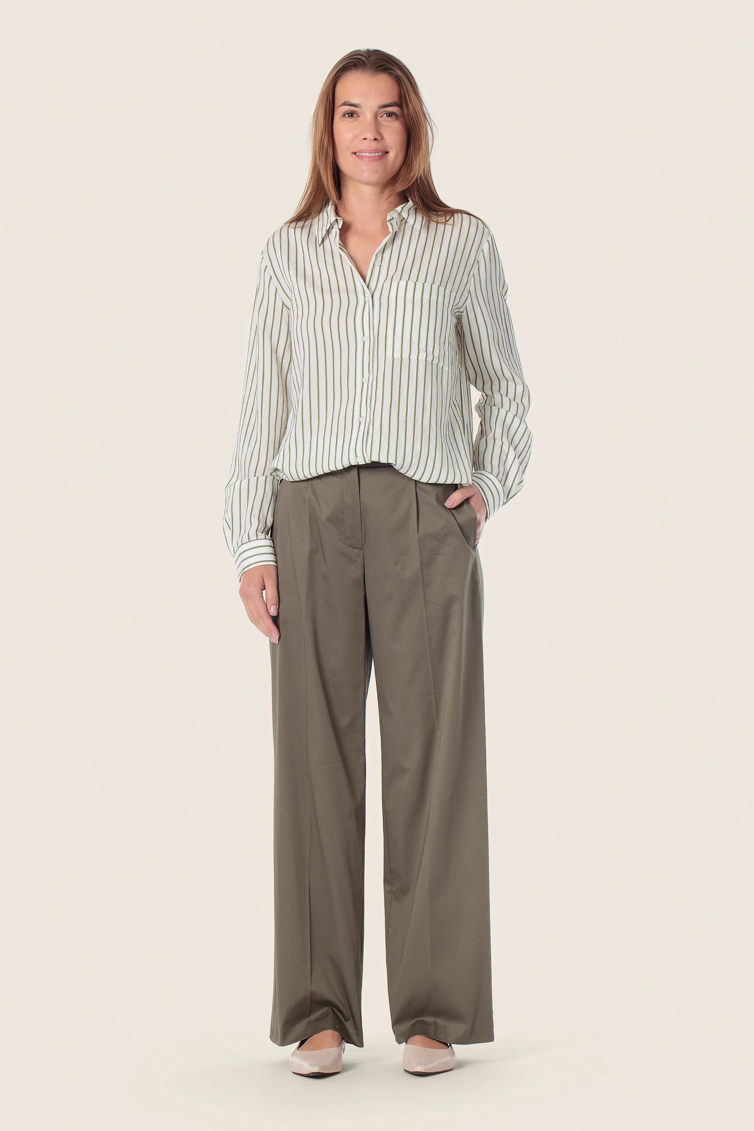 Gerry Weber Green Eucalyptus 0 Green Striped Shirt Style Blouse SKU: N60471_314 Image 03