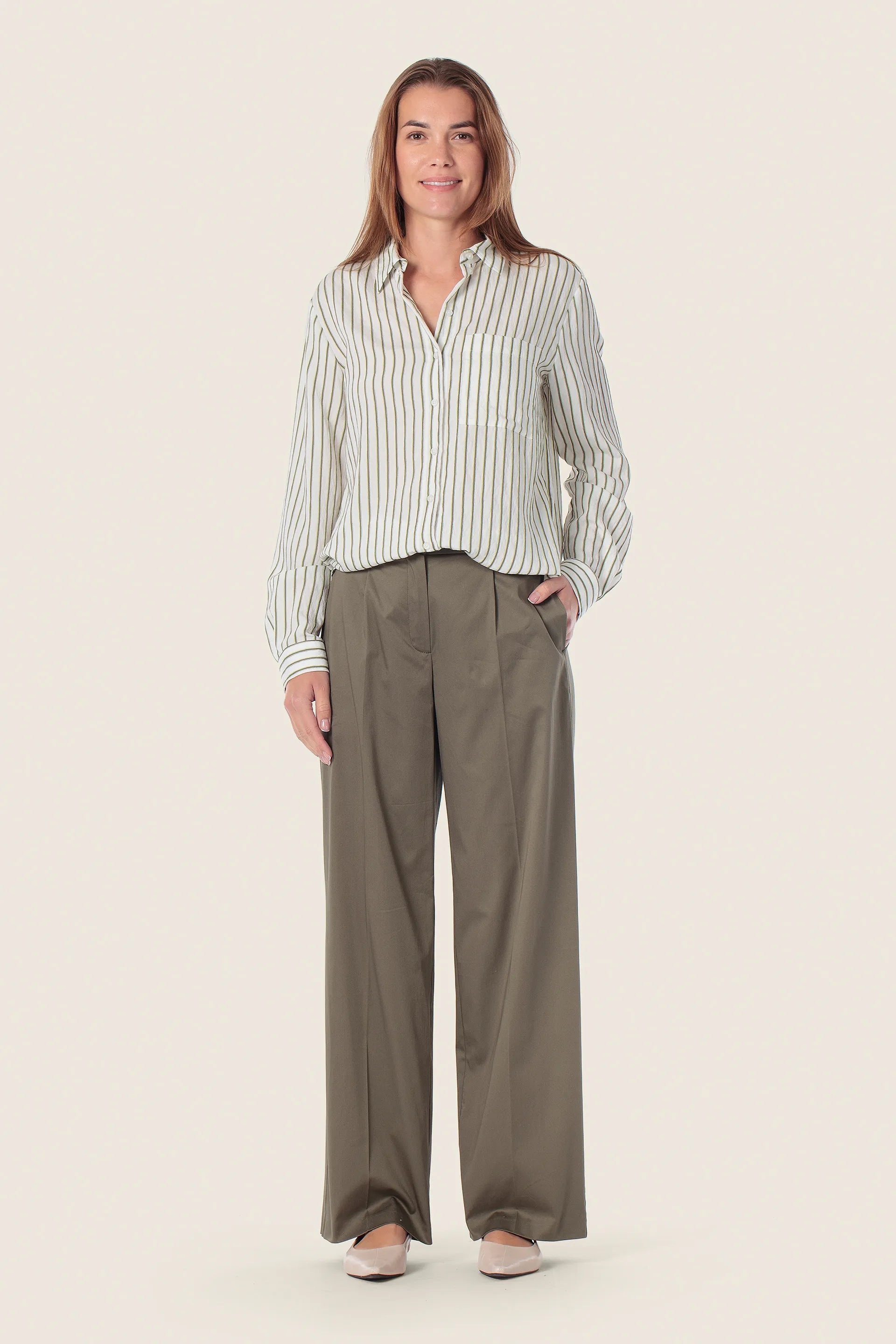 Gerry Weber Green Eucalyptus 0 Green Striped Shirt Style Blouse SKU: N60471_314 Image 03