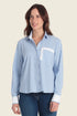 Gerry Weber Blue Sky 0 Blue Cropped Striped Shirt SKU: N60473_125 Image 01