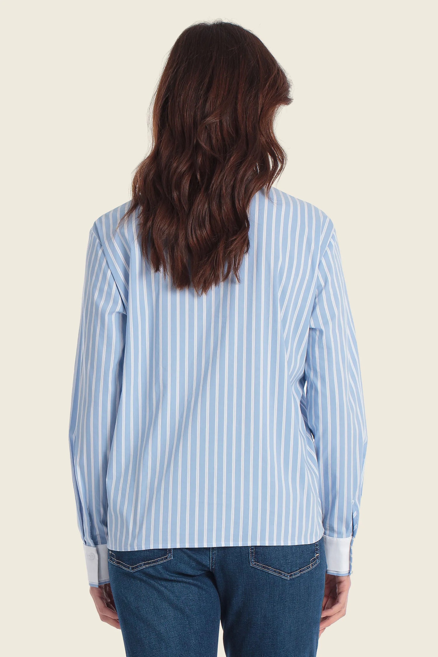 Gerry Weber Blue Sky 0 Blue Cropped Striped Shirt SKU: N60473_125 Image 02