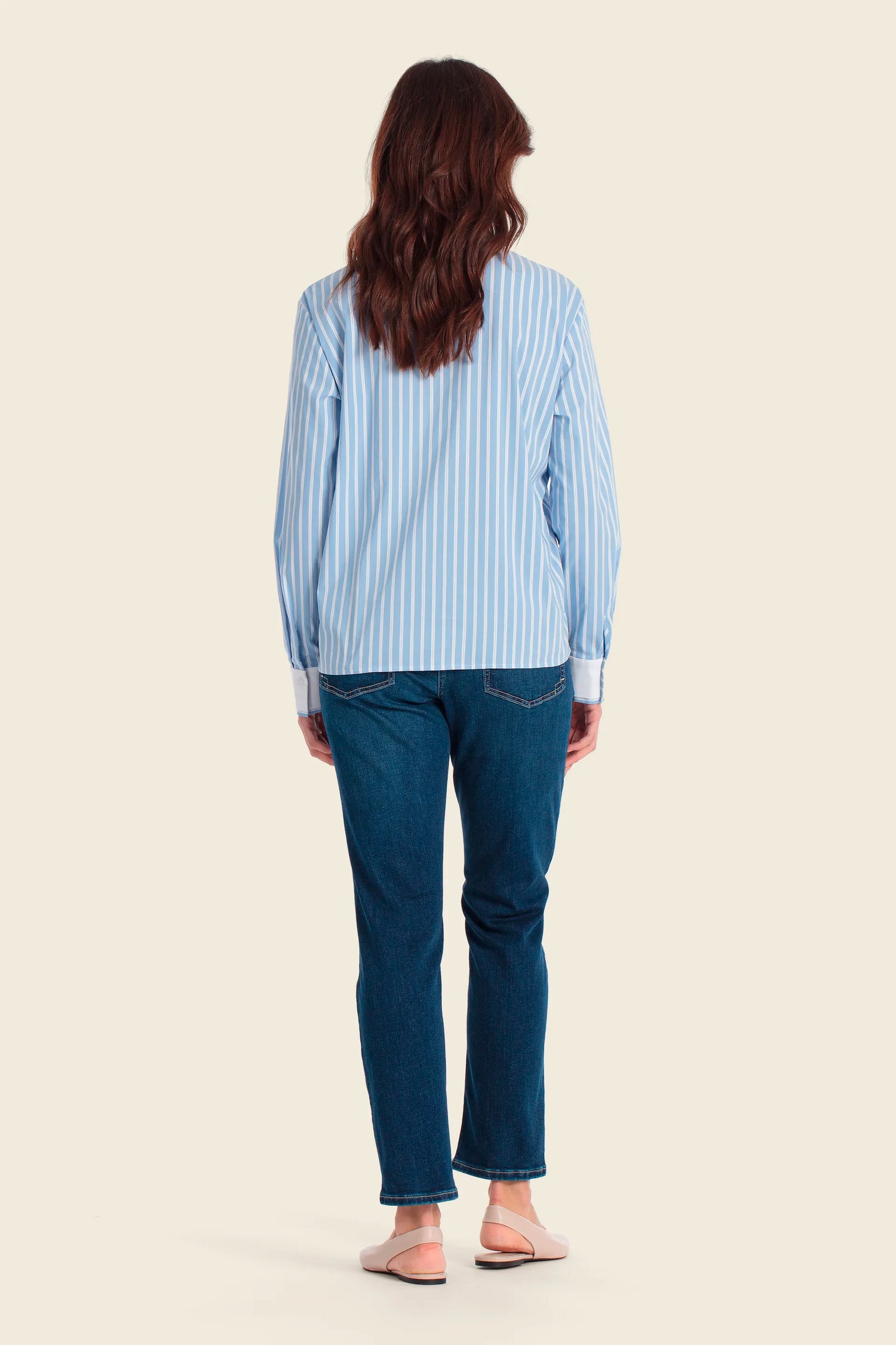 Gerry Weber Blue Sky 0 Blue Cropped Striped Shirt SKU: N60473_125 Image 04