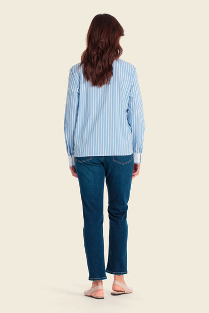Gerry Weber Blue Sky 0 Blue Cropped Striped Shirt SKU: N60473_125 Image 04