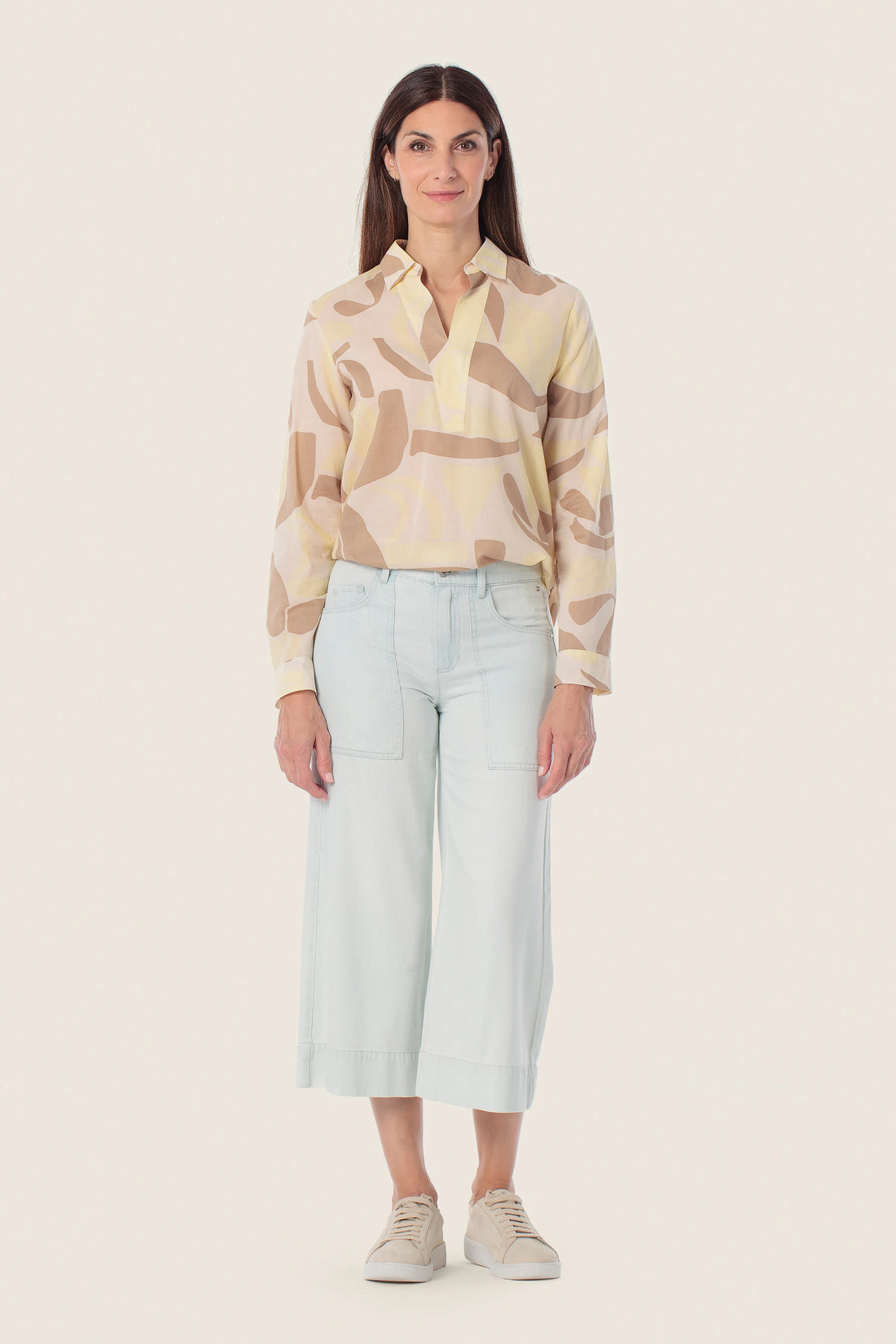Gerry Weber Yellow Corn 0 Long Sleeve Printed Blouse SKU: N60478_358 Image 01