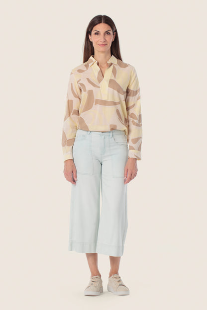 Gerry Weber Yellow Corn 0 Long Sleeve Printed Blouse SKU: N60478_358 Image 01