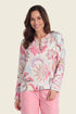 Gerry Weber Flowers & Leaves White Print 0 Long Sleeve Printed Blouse SKU: N60484_676 Image 01