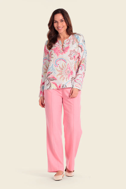 Gerry Weber Flowers &amp; Leaves White Print 0 Long Sleeve Printed Blouse SKU: N60484_676 Image 03