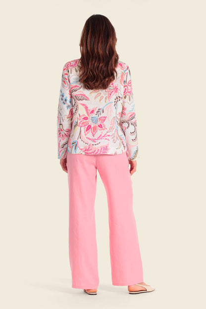 Gerry Weber Flowers &amp; Leaves White Print 0 Long Sleeve Printed Blouse SKU: N60484_676 Image 04