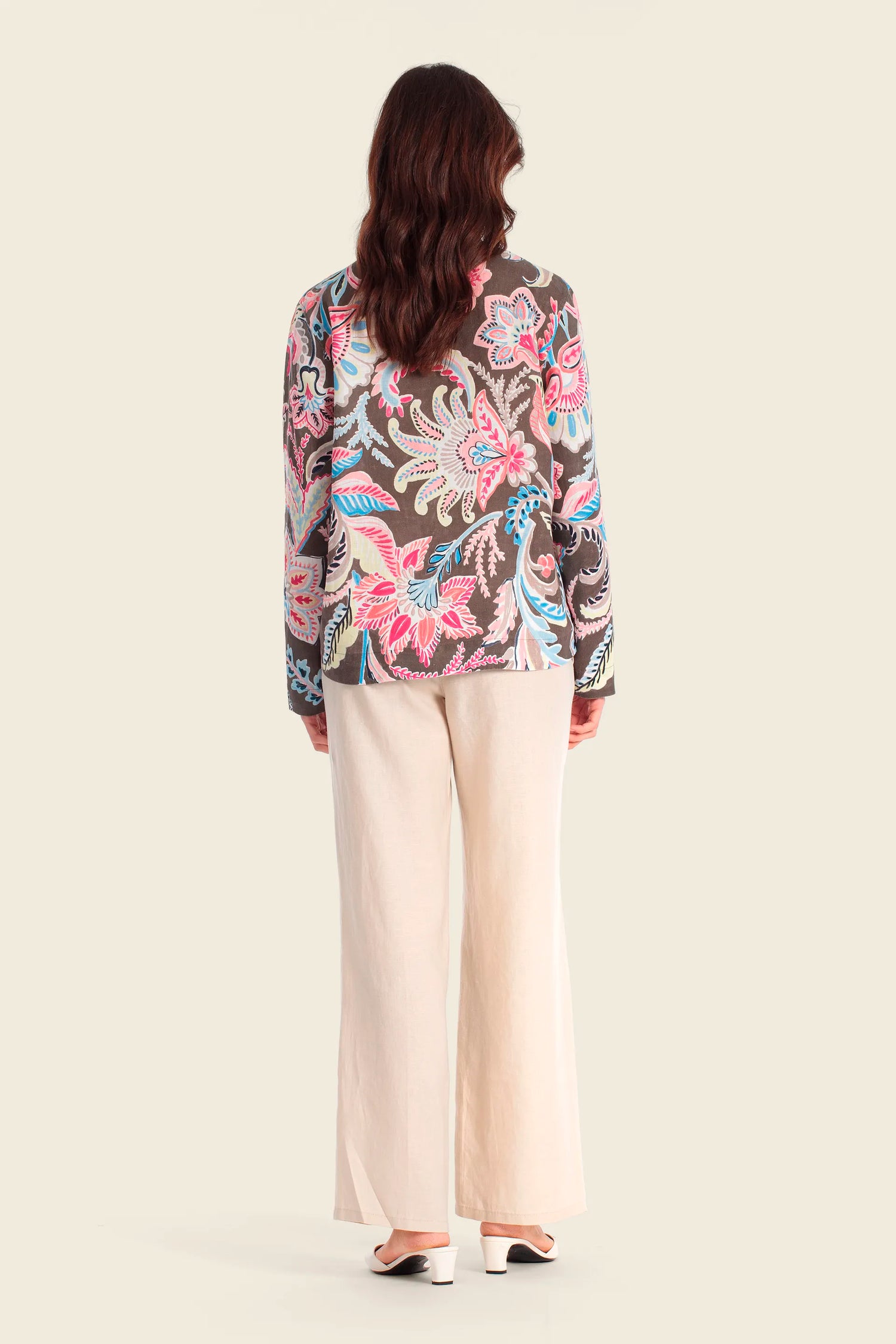 Gerry Weber Flowers &amp; Leaves Brown Print 0 Long Sleeve Printed Blouse SKU: N60484_677 Image 04