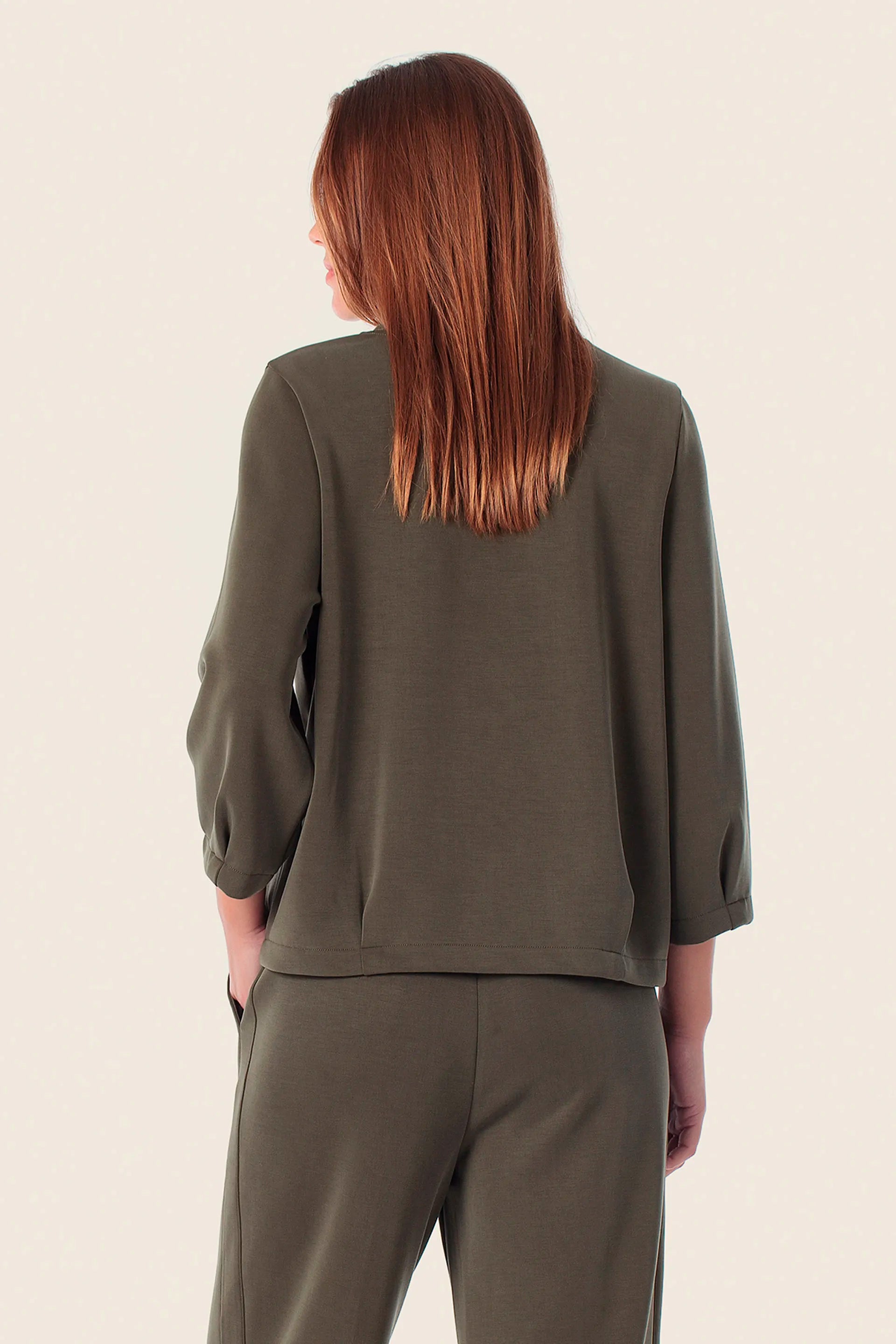 Gerry Weber Green Khaki 0 Green Sweatshirt With V-Neck Collar SKU: N60603_155 Image 02