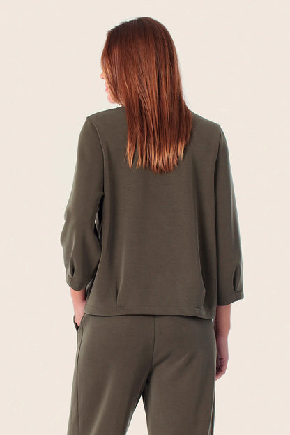 Gerry Weber Green Khaki 0 Green Sweatshirt With V-Neck Collar SKU: N60603_155 Image 02