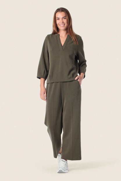 Gerry Weber Green Khaki 0 Green Sweatshirt With V-Neck Collar SKU: N60603_155 Image 03