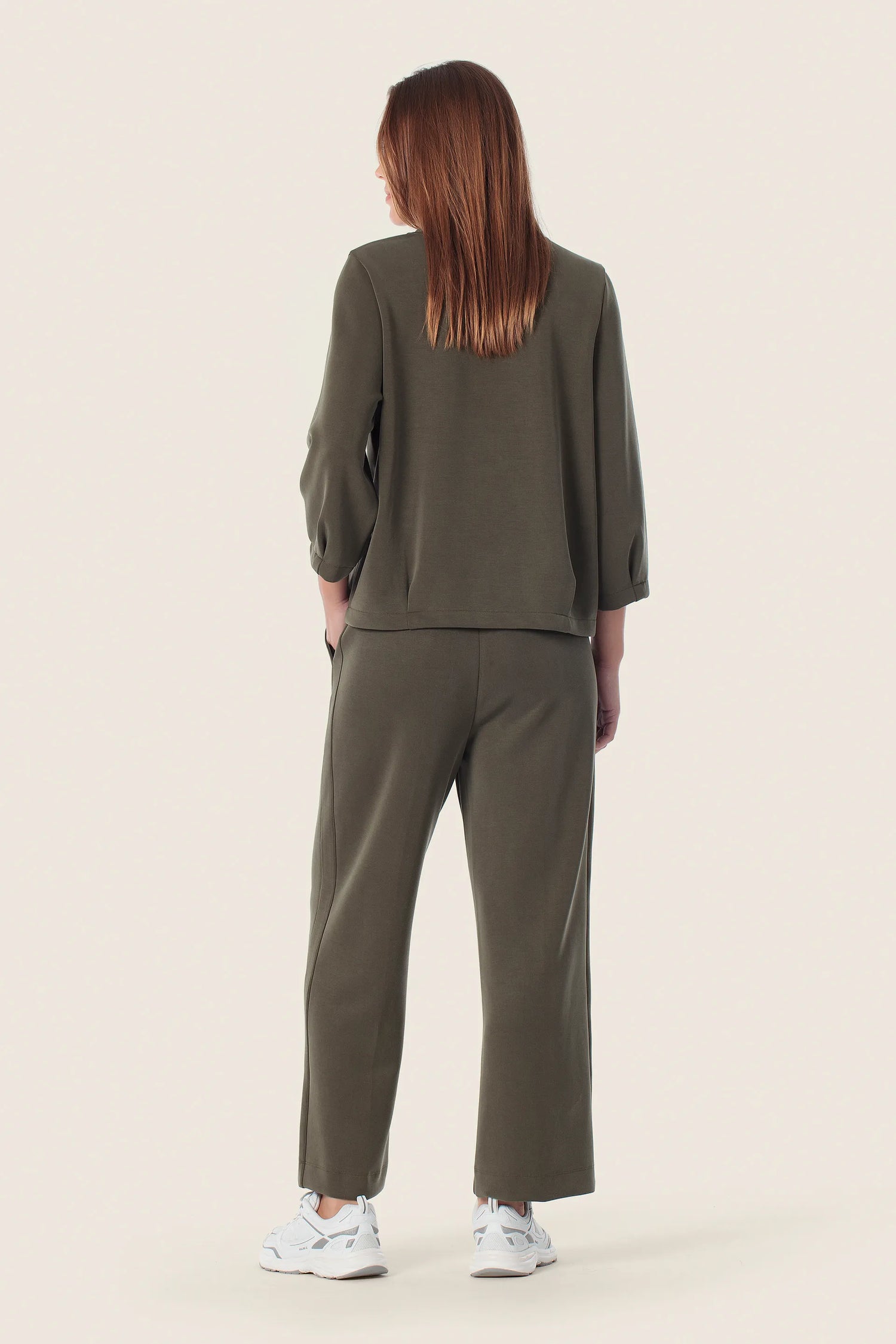 Gerry Weber Green Khaki 0 Green Sweatshirt With V-Neck Collar SKU: N60603_155 Image 04