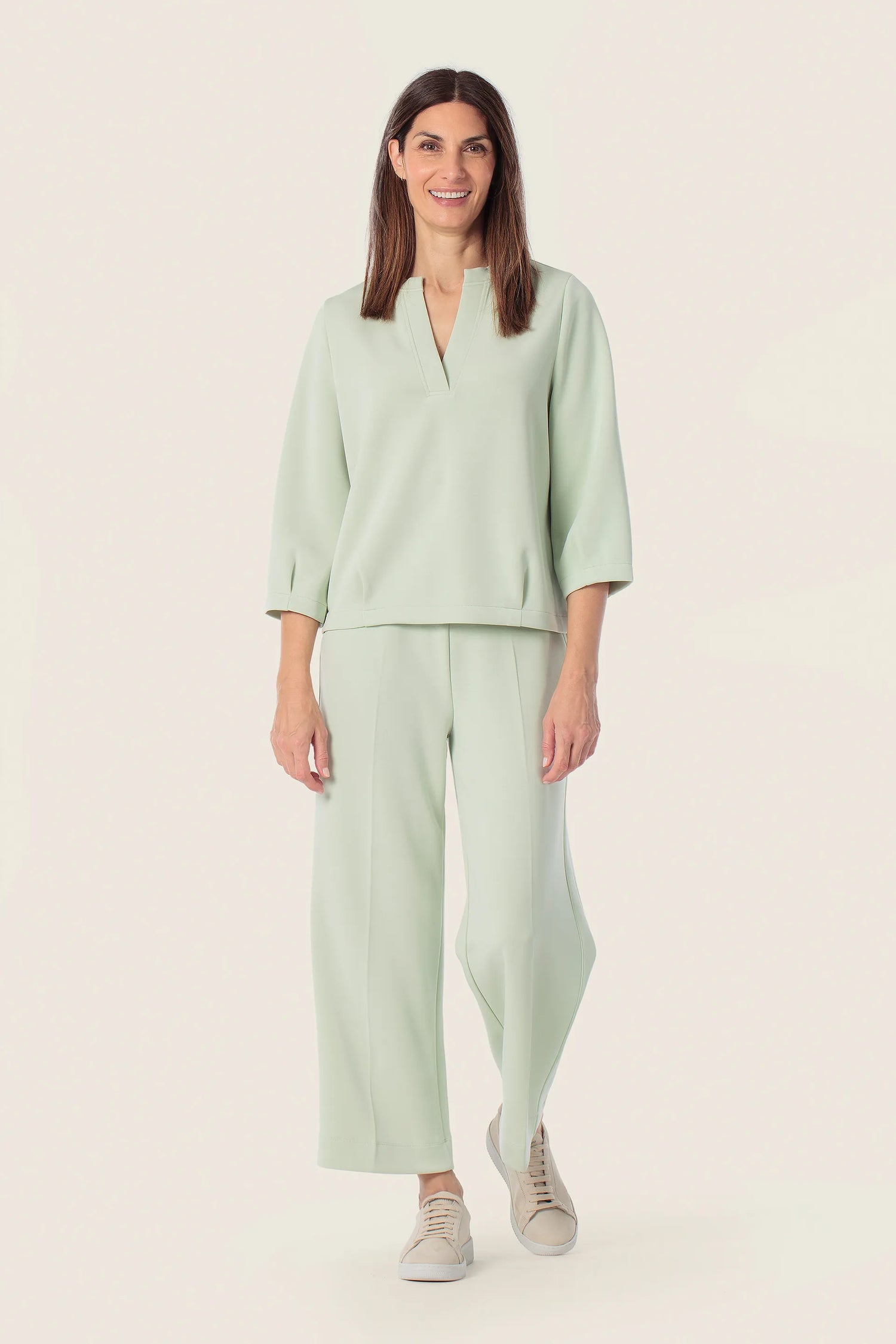Gerry Weber Green Mint 0 Green Sweatshirt With V-Neck Collar SKU: N60603_218 Image 03