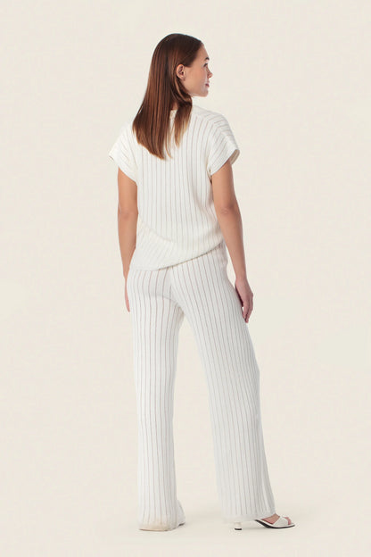 Gerry Weber White Off White 0 Striped Knitted Polo Set SKU: N60990_121 Image 04