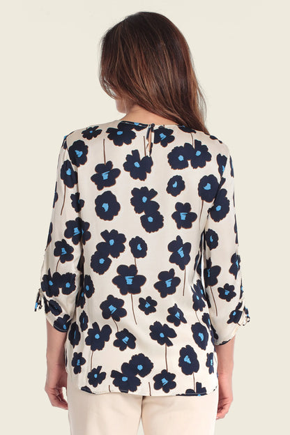 Gerry Weber Beige 0 Printed Quarter Sleeve Blouse SKU: N61005_126 Image 02