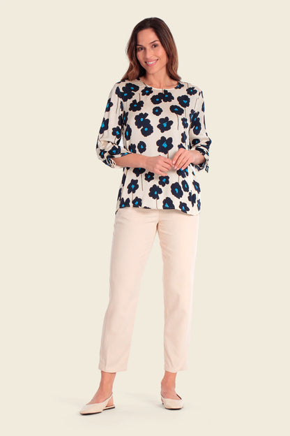 Gerry Weber Beige 0 Printed Quarter Sleeve Blouse SKU: N61005_126 Image 03