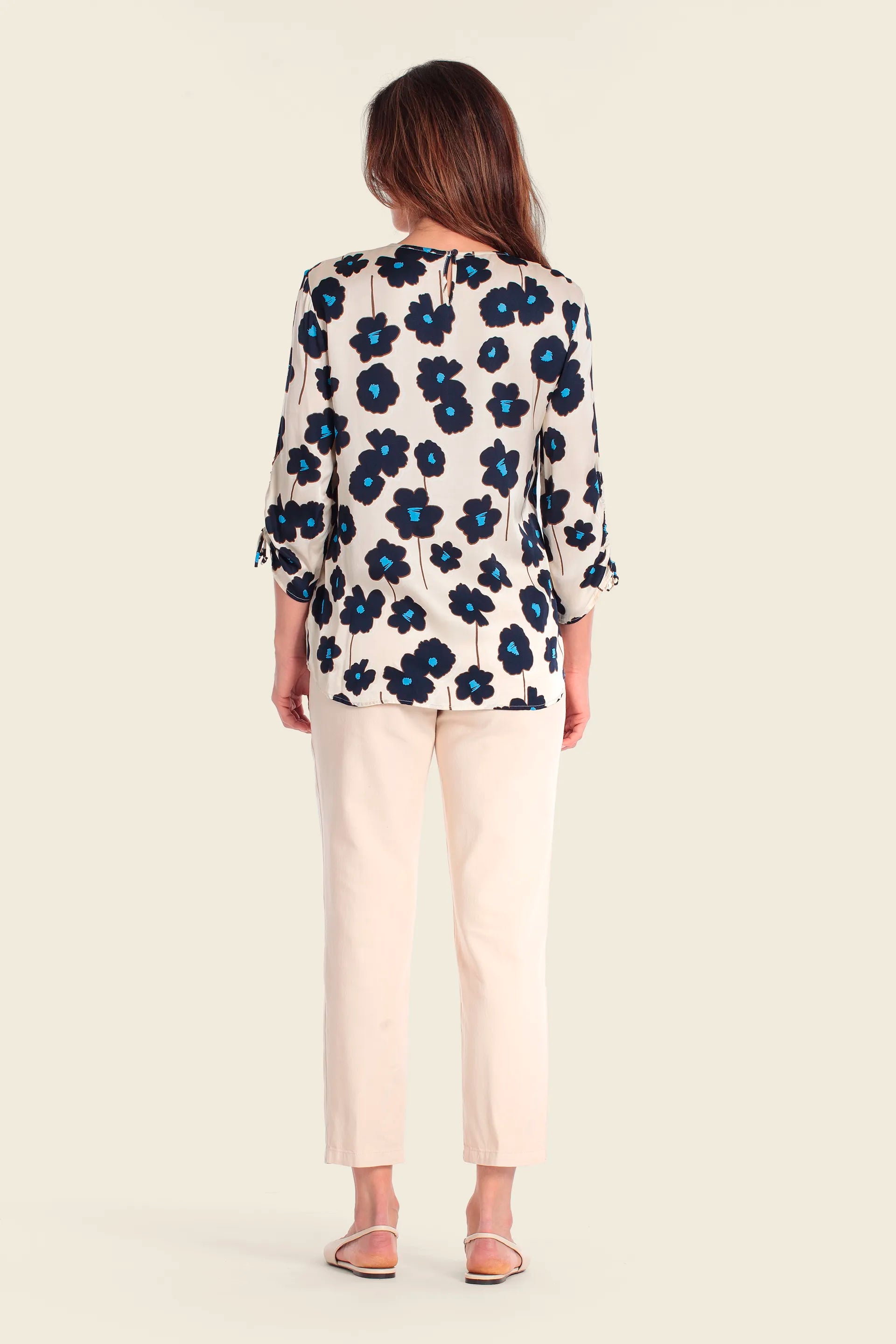 Gerry Weber Beige 0 Printed Quarter Sleeve Blouse SKU: N61005_126 Image 04