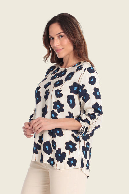Gerry Weber Beige 0 Printed Quarter Sleeve Blouse SKU: N61005_126 Image 05