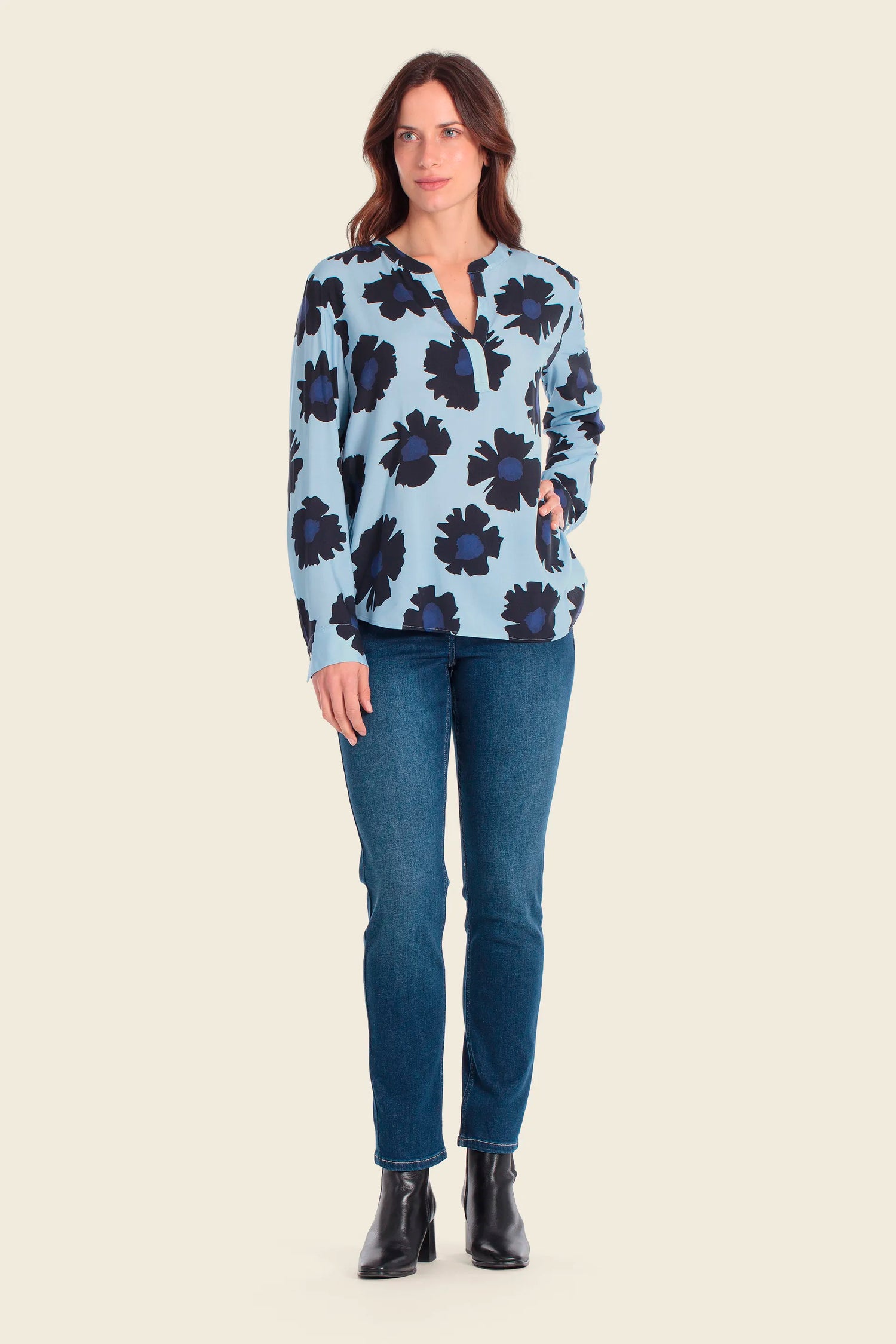 Gerry Weber Blue Ice 0 Printed Long Sleeve Blouse SKU: N61006_250 Image 03