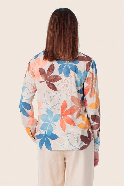 Gerry Weber Beige Elm Tree 0 Long Sleeve Printed Blouse SKU: N61019_393 Image 02