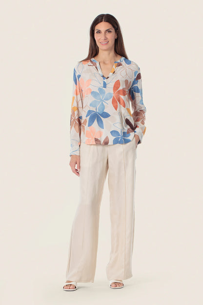Gerry Weber Beige Elm Tree 0 Long Sleeve Printed Blouse SKU: N61019_393 Image 03
