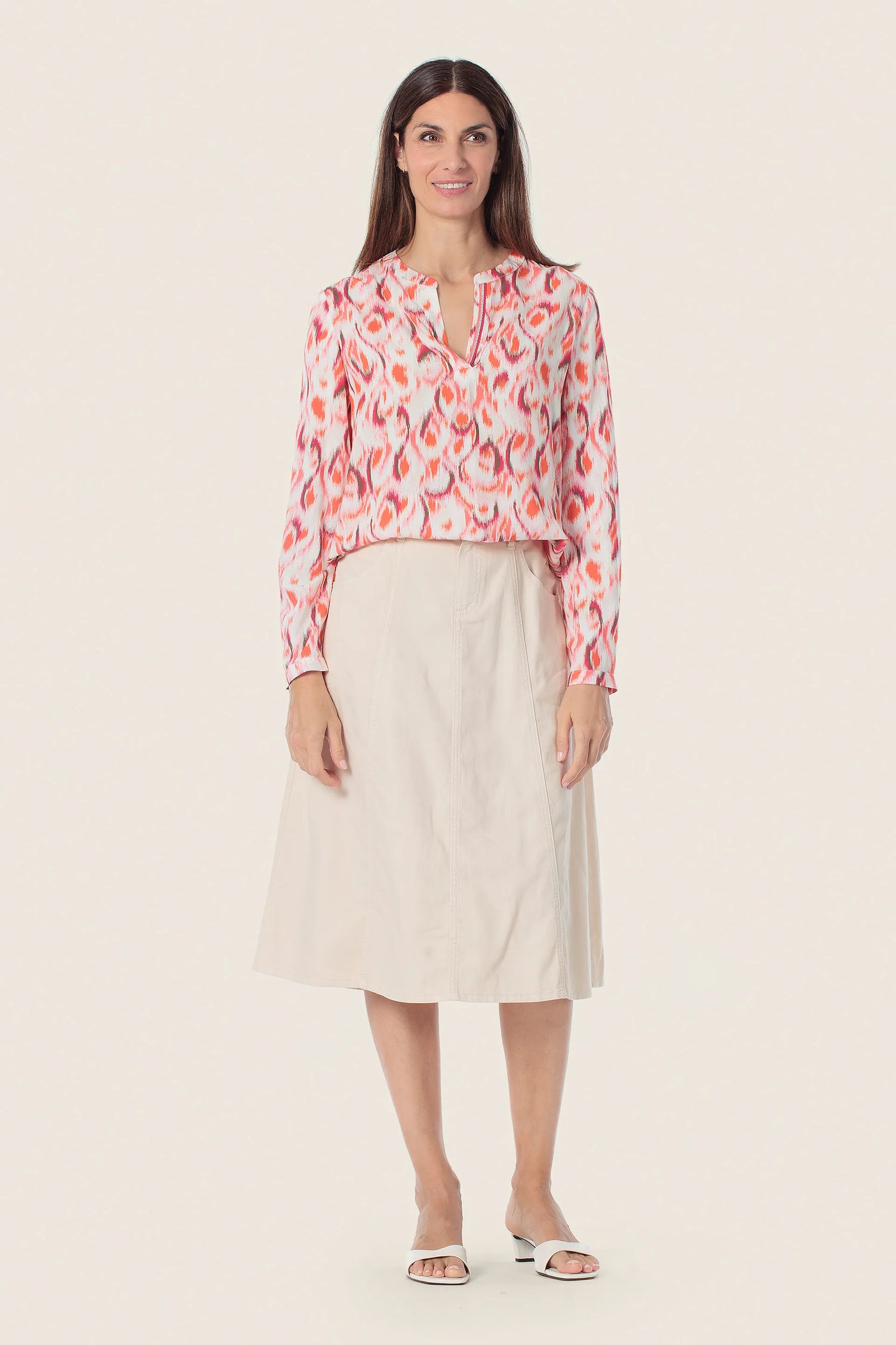Gerry Weber Pink Flamingo 0 Long Sleeve Printed Blouse SKU: N61024_295 Image 03