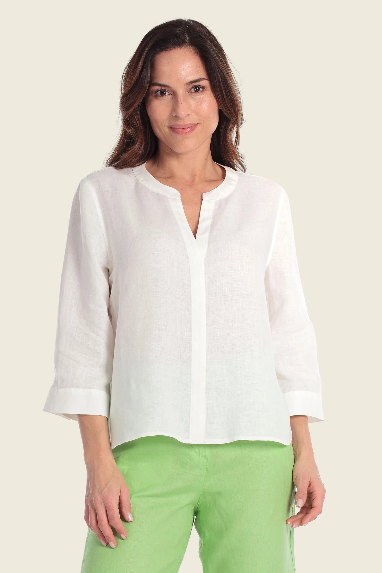 Gerry Weber White 0 100% Linen Blouse SKU: N61029_102 Image 01