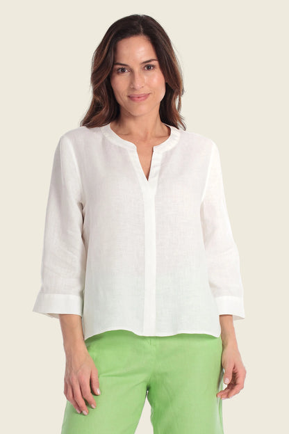 Gerry Weber White 0 100% Linen Blouse SKU: N61029_102 Image 01