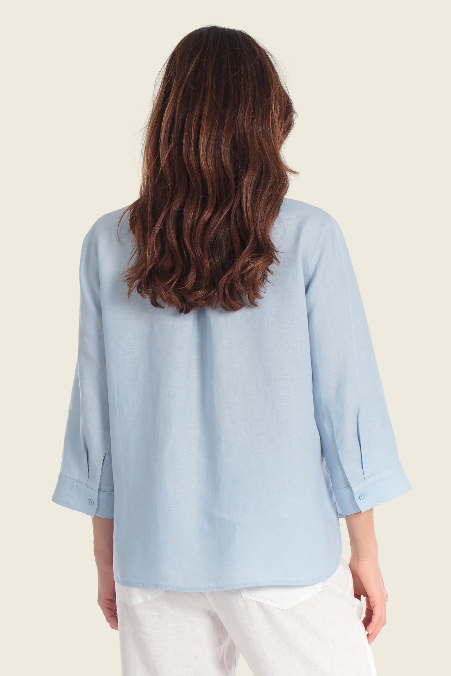 Gerry Weber Blue Cloud 0 100% Linen Blouse SKU: N61029_360 Image 02