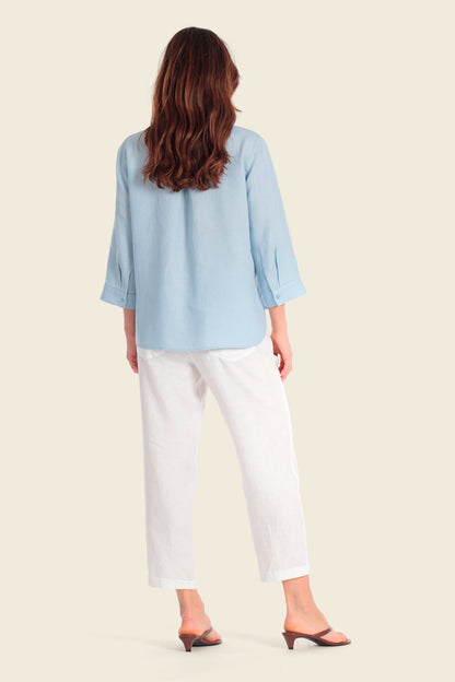 Gerry Weber Blue Cloud 0 100% Linen Blouse SKU: N61029_360 Image 04