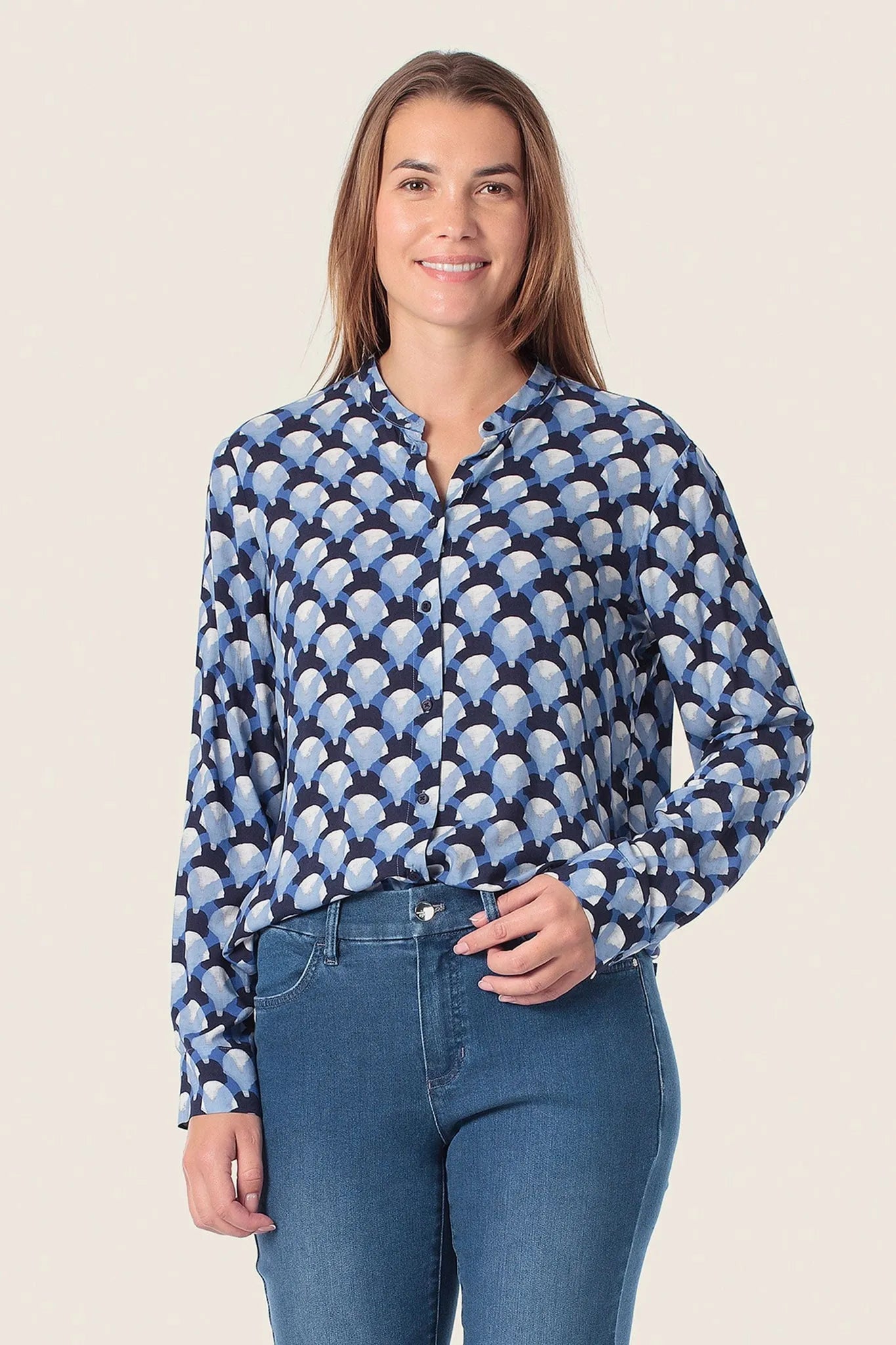 Gerry Weber Blue Mosaic Women Printed Blouse SKU: N61030_274 Image 01