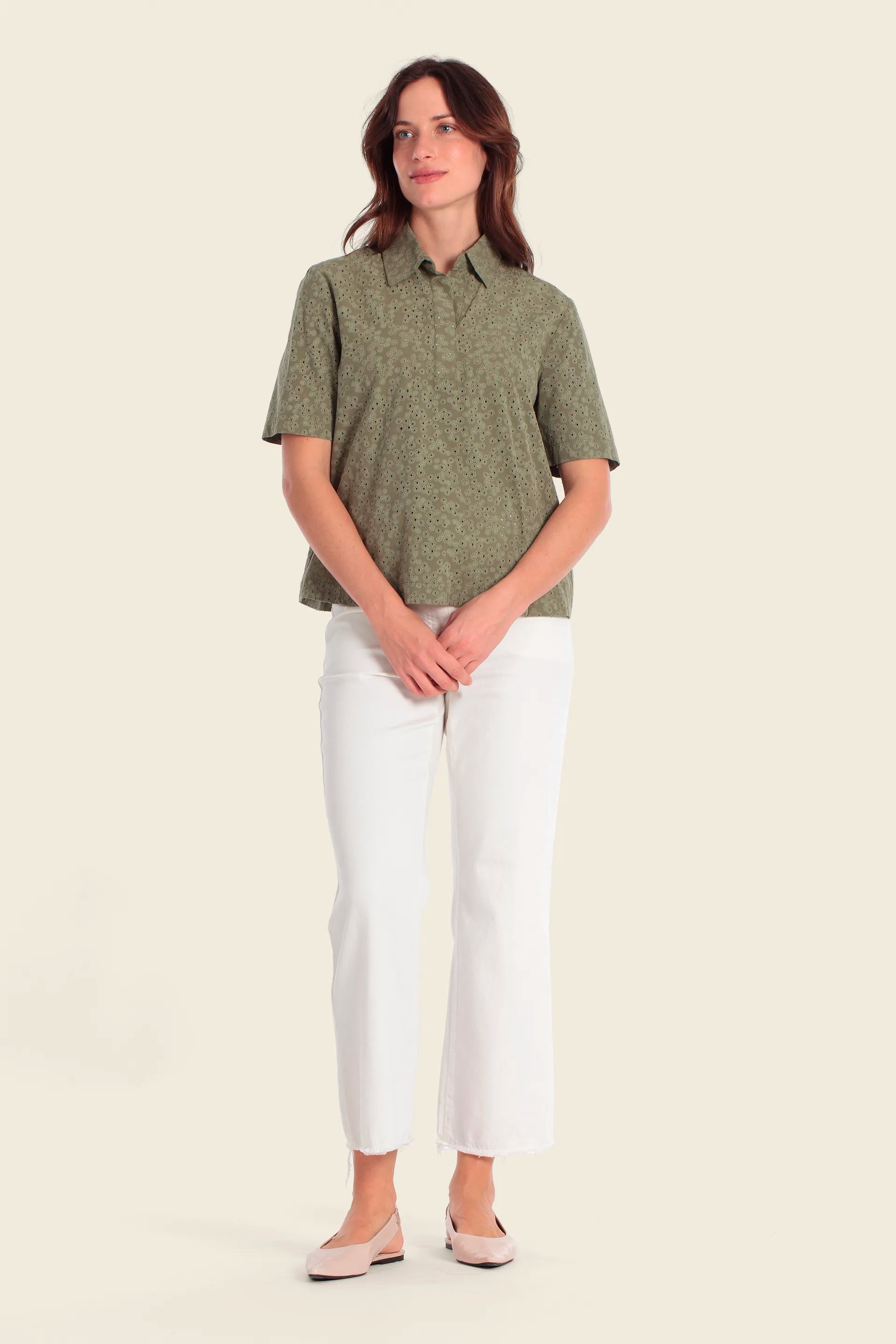 Gerry Weber Green Jungle 0 Short Sleeve Cropped Blouse SKU: N61045_174 Image 03