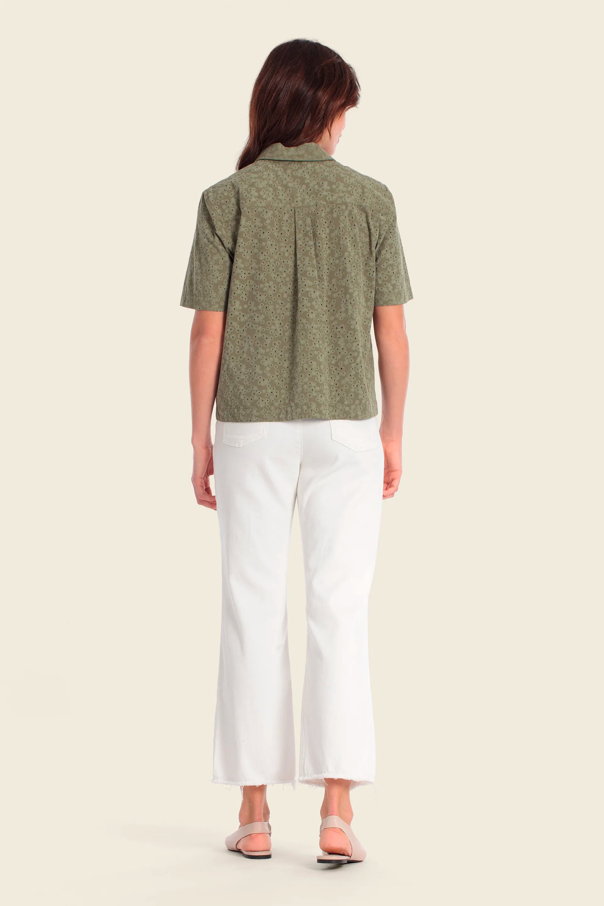 Gerry Weber Green Jungle 0 Short Sleeve Cropped Blouse SKU: N61045_174 Image 04
