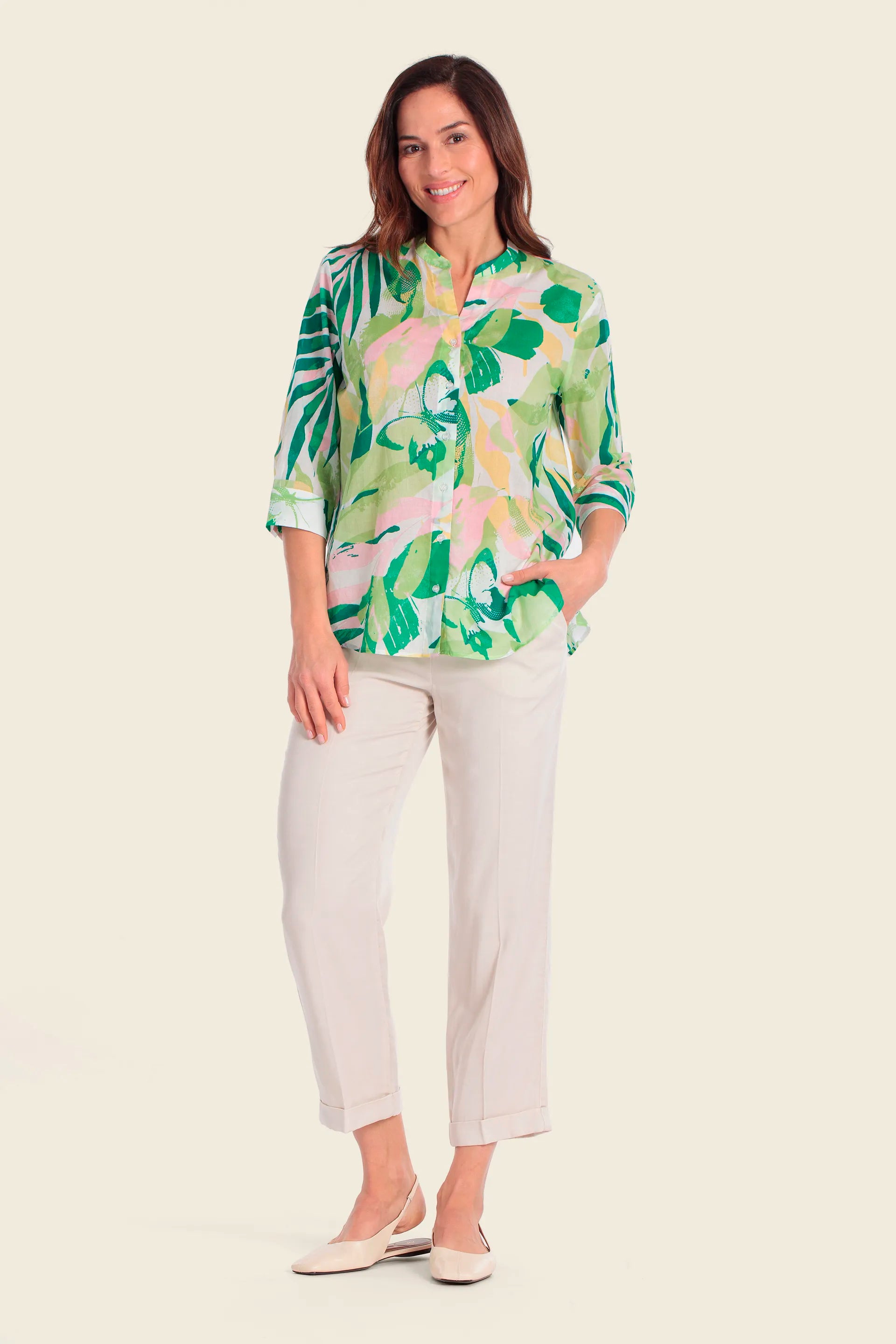Gerry Weber Butterfloral Print 0 Long Sleeve Printed Blouse SKU: N61058_623 Image 03