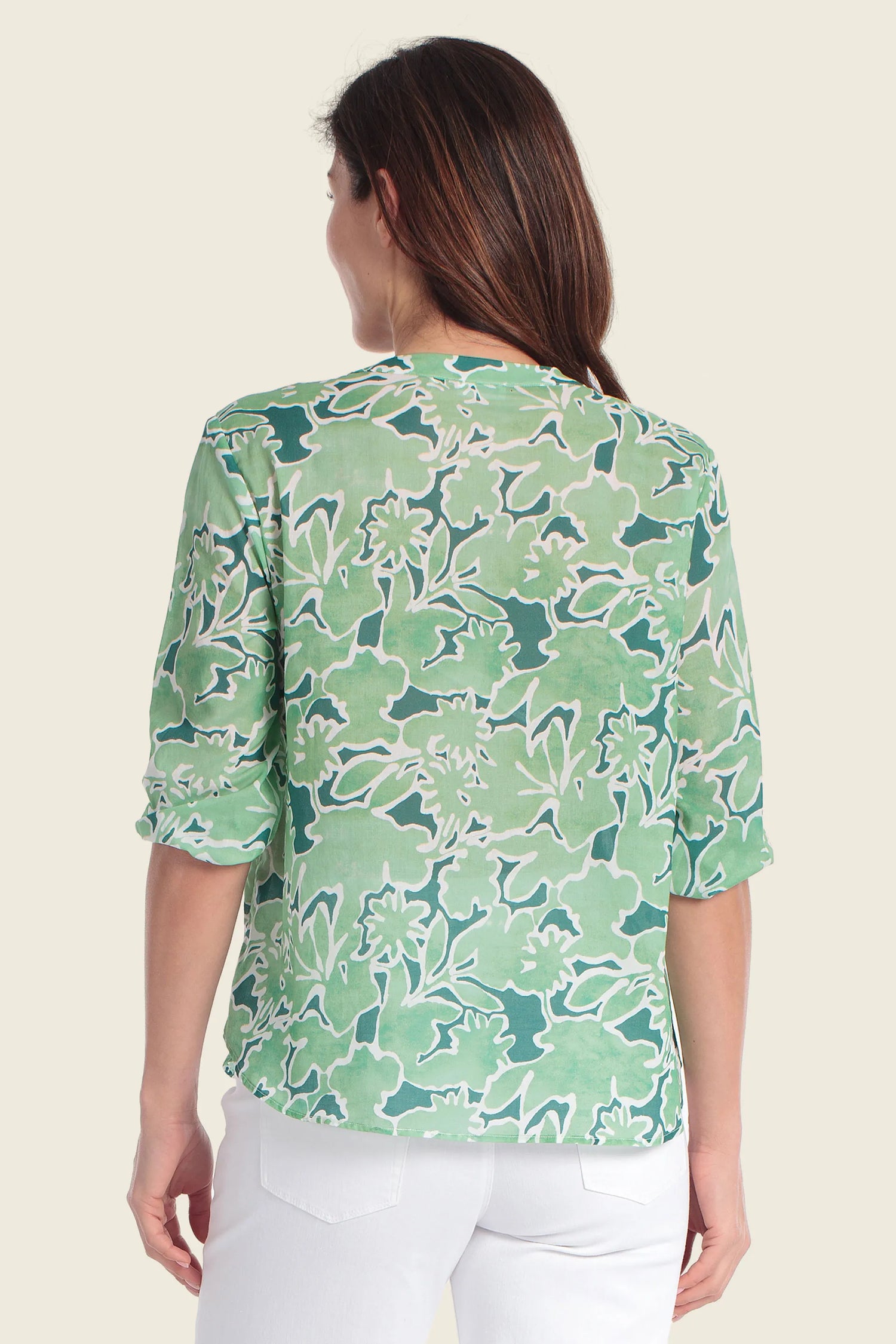 Gerry Weber Green Flower Print 0 Long Sleeve Printed Blouse SKU: N61065_613 Image 02