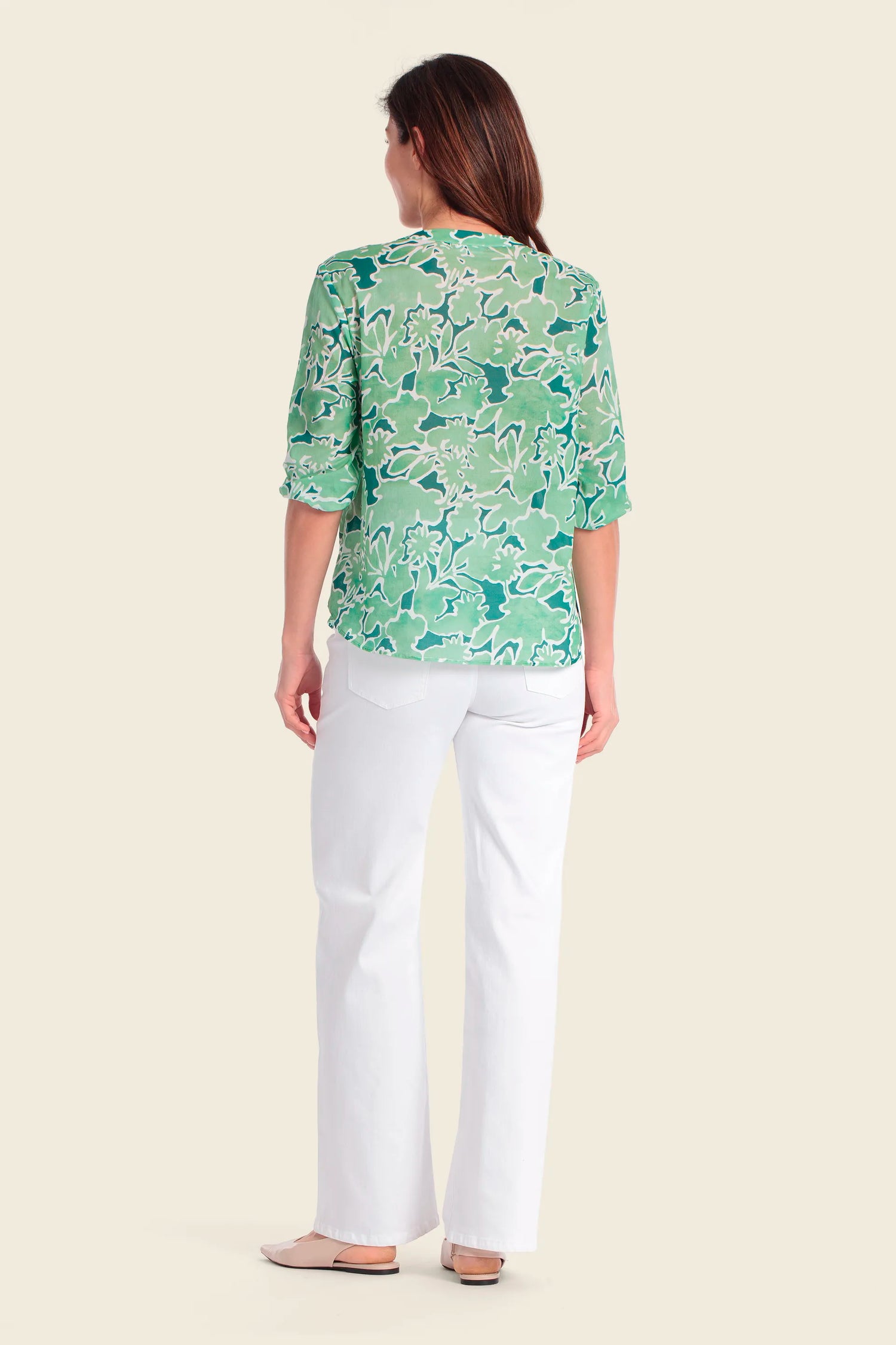 Gerry Weber Green Flower Print 0 Long Sleeve Printed Blouse SKU: N61065_613 Image 04