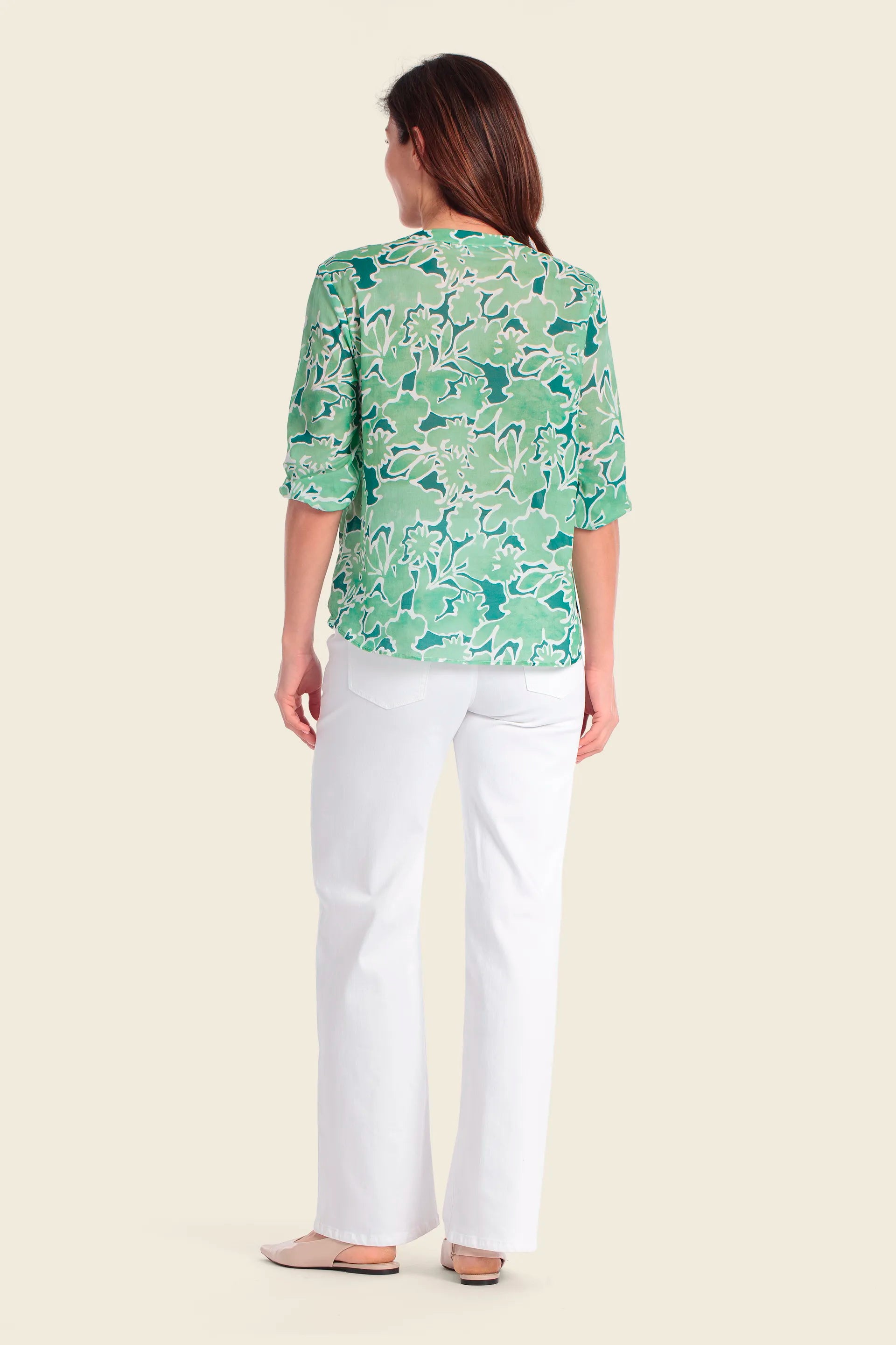 Gerry Weber Green Flower Print 0 Long Sleeve Printed Blouse SKU: N61065_613 Image 04