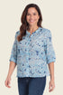 Gerry Weber Blue Flower Print 0 Long Sleeve Printed Blouse SKU: N61065_637 Image 01
