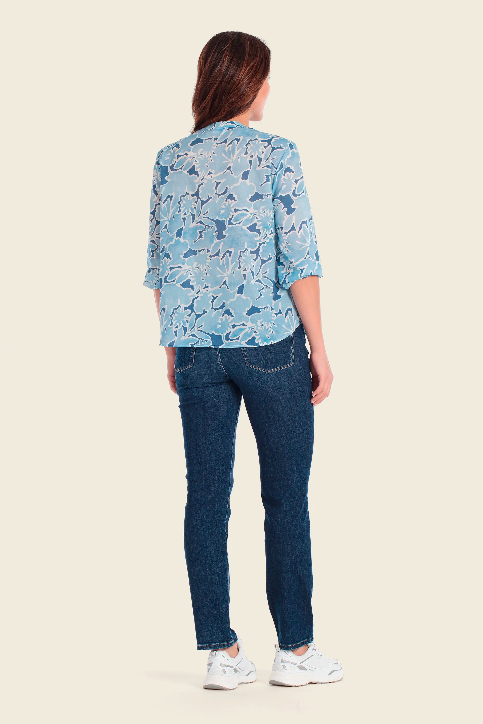 Gerry Weber Blue Flower Print 0 Long Sleeve Printed Blouse SKU: N61065_637 Image 04