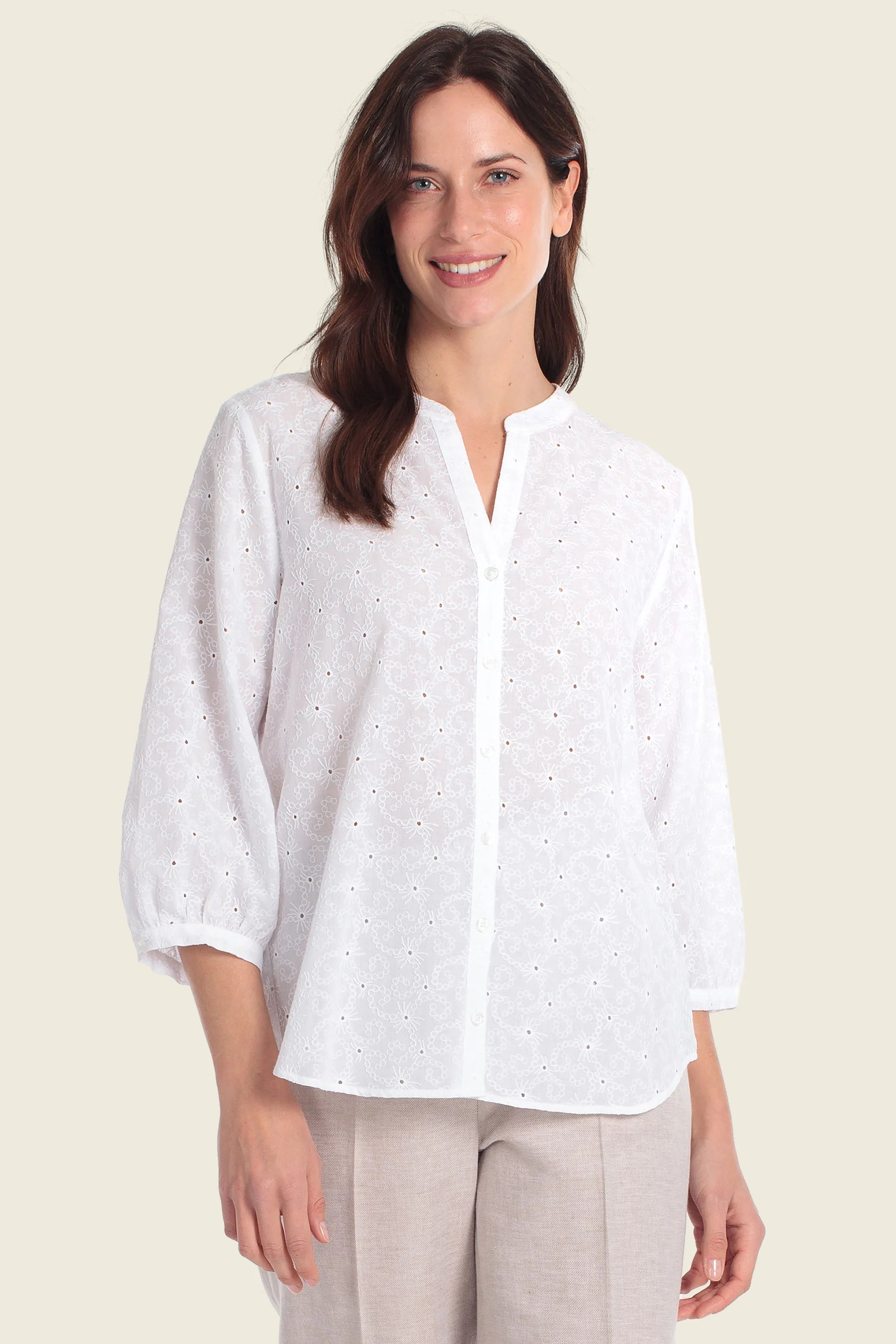 Gerry Weber White 0 White Blouse In Cotton Blend SKU: N61072_102 Image 01