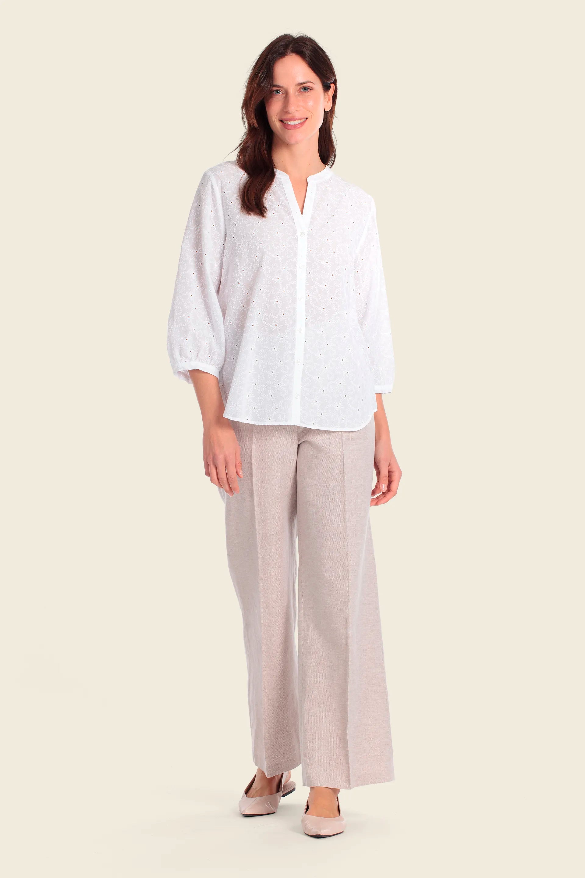 Gerry Weber White 0 White Blouse In Cotton Blend SKU: N61072_102 Image 03