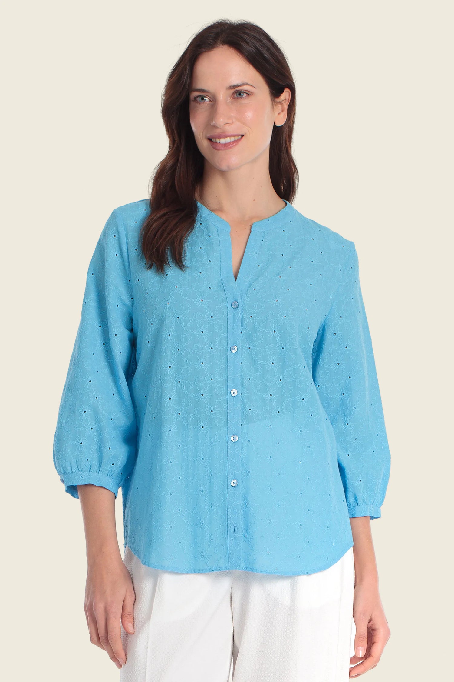 Gerry Weber Blue Horizon 0 Blue Blouse In Cotton Blend SKU: N61072_652 Image 01