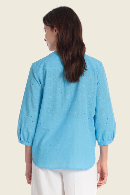 Gerry Weber Blue Horizon 0 Blue Blouse In Cotton Blend SKU: N61072_652 Image 02