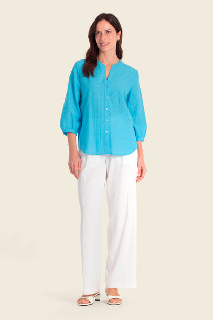 Gerry Weber Blue Horizon 0 Blue Blouse In Cotton Blend SKU: N61072_652 Image 03