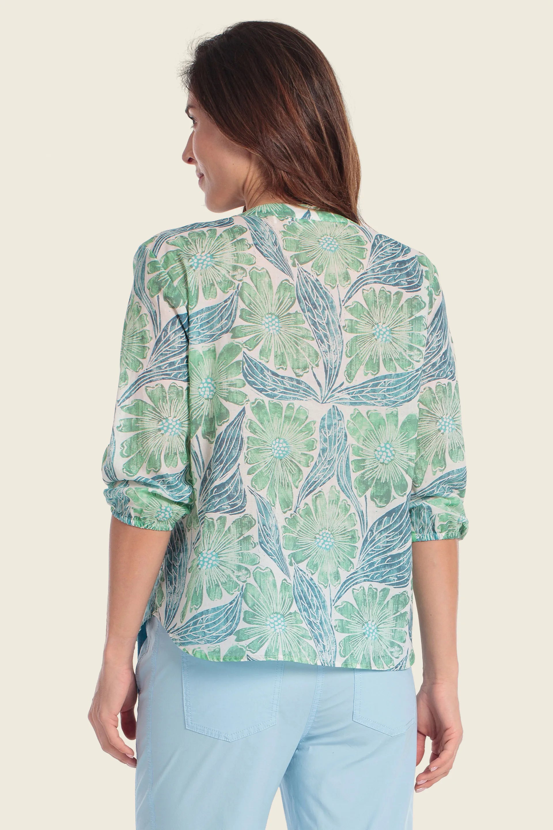 Gerry Weber Flower &amp; Leaves Print 0 Long Sleeve Printed Blouse SKU: N61081_658 Image 02