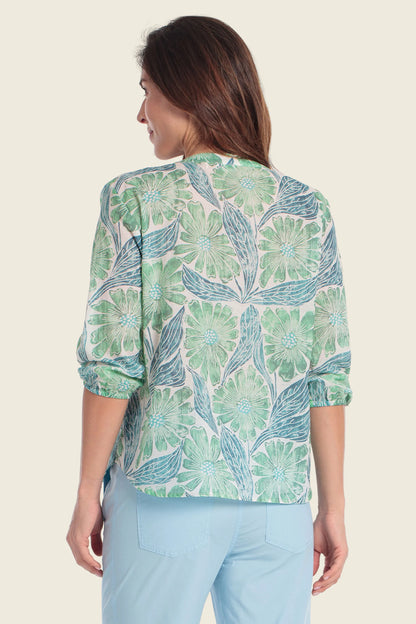 Gerry Weber Flower &amp; Leaves Print 0 Long Sleeve Printed Blouse SKU: N61081_658 Image 02
